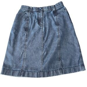 LL Bean Classic Fit Jean Skirt Dark Wash Denim A‎ Line Womens Size 6 Stretch